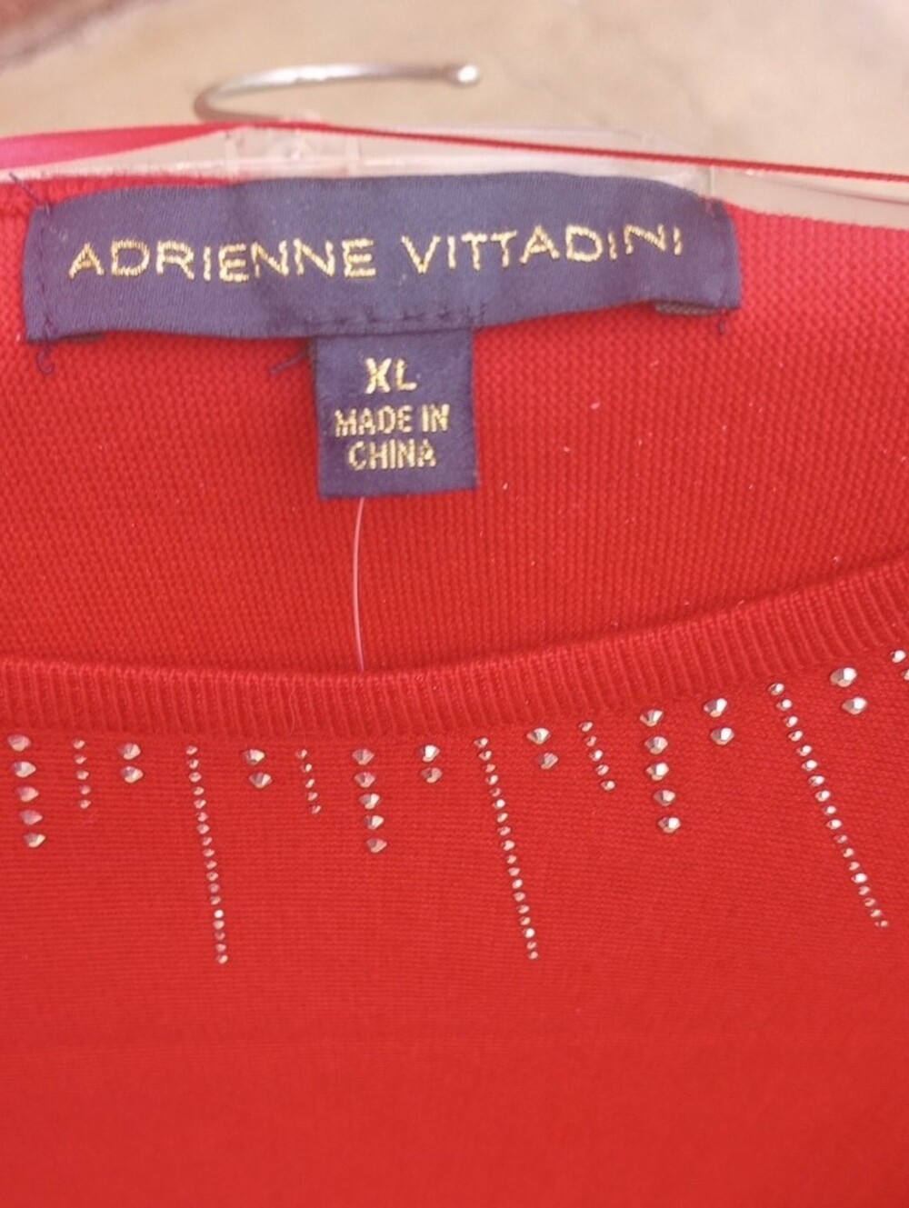 Adrienne Vittadini Red Embellished Women's Sweater - Picture 3 of 10